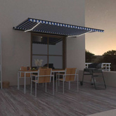 vidaXL Ręcznie zwijana markiza z LED, 500 x 300 cm, niebiesko-biała
