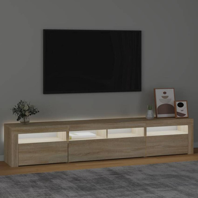 vidaXL Szafka pod TV z oświetleniem LED, dąb sonoma, 210x35x40 cm