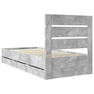 Ramka łóżka Betonowy szary 75 x 190 cm Drewno inżynieryjne