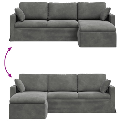 Sofa Ciemnoszary 228 x 134 x 80 cm Aksamit