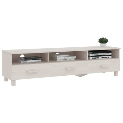 vidaXL Szafka pod TV HAMAR, biała, 158x40x40 cm, lite drewno sosnowe