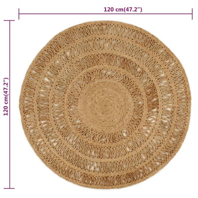 vidaXL Ręcznie pleciony dywan z juty, 120 cm, okrągły wariant 4