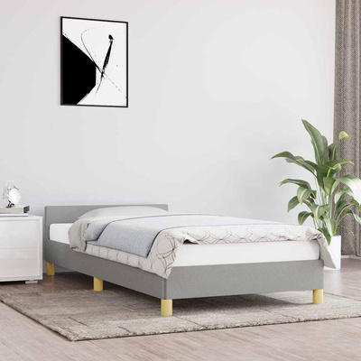 Rama łóżka bez materaca, jasnoszara, 90x200 cm, obita tkaniną