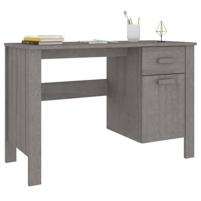 vidaXL Biurko HAMAR, jasnoszare, 113x50x75 cm, lite drewno sosnowe