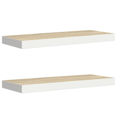 vidaXL Półki ścienne, 2 szt., dębowo-białe, 60x23,5x3,8 cm, MDF