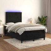 vidaXL Łóżko kontynentalne z materacem i LED, czarny aksamit 120x200cm