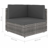 Modułowe siedzisko narożne, rattan PE, szare