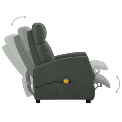 vidaXL Elektryczny fotel masujący, szary, sztuczna skóra