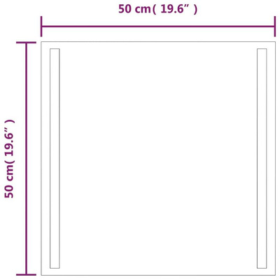 vidaXL Lustro łazienkowe z LED, 50x50 cm