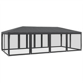 Namiot imprezowy z 12 ścianami z siatki, antracyt, 8x4 m, HDPE