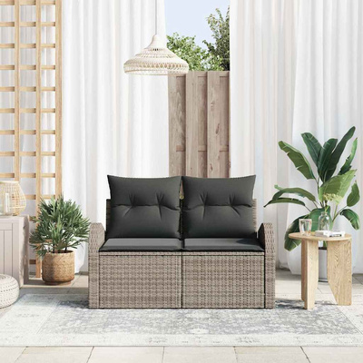 Sofa Ogrodowa z poduszką Szary 124 x 62 x 69 cm polirattan