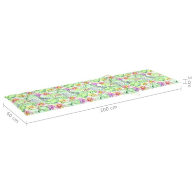 vidaXL Poduszka na leżak, wzór w liście, 200x60x3 cm, tkanina Oxford