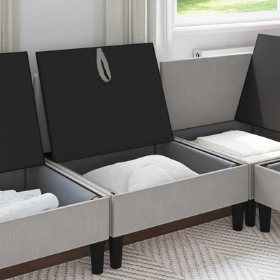 Środkowa Sofa z Przechowywaniem jasnoszary Welur