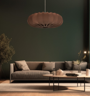 Lampa wisząca CAFEE' skandynawska z abażurem brązowym mokka 52 cm - minimalistyczne oświetlenie sufitowe w stylu japandi E27