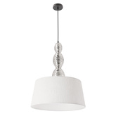 Lampa wisząca z abażurem Rakli biała nowoczesna do salonu i jadalni