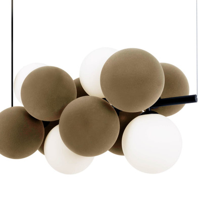 Lampa wisząca Szklana 4 kule Świetlne oraz 8 kul dzwiękochłonnych Brązowych 4xG9 65cm Abruzzo Vino