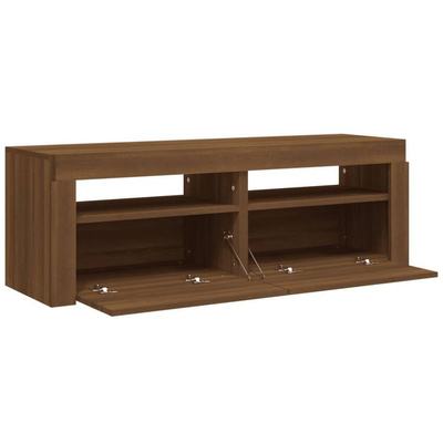 Szafka pod TV z oświetleniem LED, brązowy dąb, 120x35x40 cm vidaXL