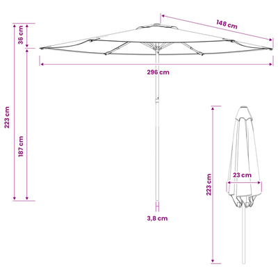 Parasolka ogrodowa 300 x 300 cm Poliester Prostokątny