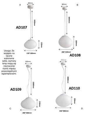 Gregg Pebble Pendant Lamp Rozmiar D