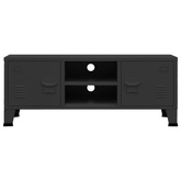vidaXL Industrialna szafka pod TV, czarna, 105x35x42 cm, metalowa