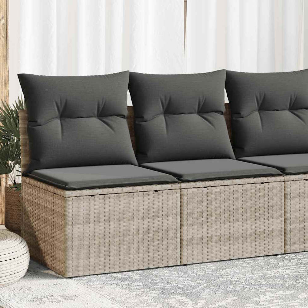 2-cz sofa ogrodowa z poduszkami, jasnoszary, rattan PE i akacja
