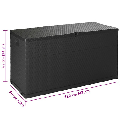 Skrzynia ogrodowa, antracytowa, 120x56x63 cm, rattan PP