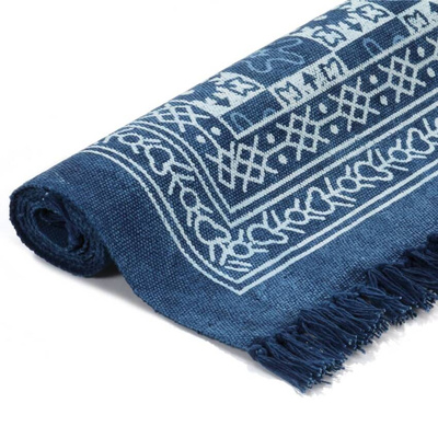 vidaXL Dywan typu kilim, bawełna, 160 x 230 cm, niebieski ze wzorem