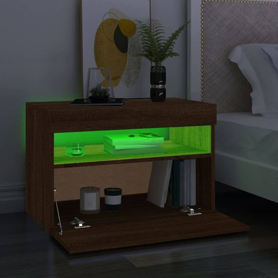 vidaXL Szafka pod TV z oświetleniem LED, brązowy dąb, 60x35x40 cm