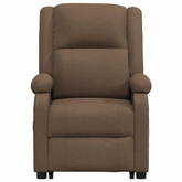 vidaXL Podnoszony fotel masujący, brązowy, obity tkaniną