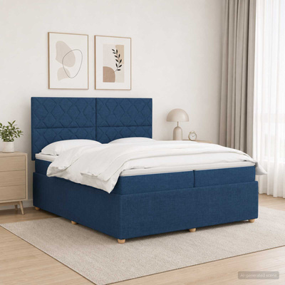 Łóżko z box spring LED z materacem niebieski 200 x 200 cm