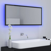vidaXL Lustro łazienkowe LED, wysoki połysk czarne, 100x8,5x37, akryl