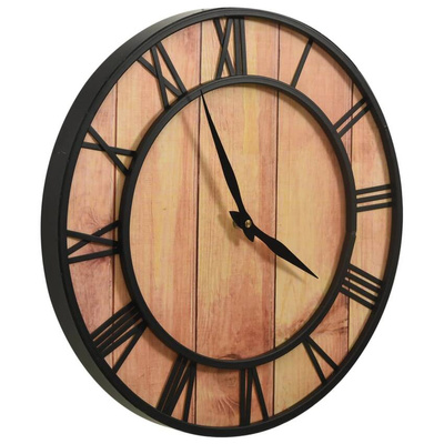vidaXL Zegar ścienny, 39 cm, brązowo-czarny, MDF i żelazo