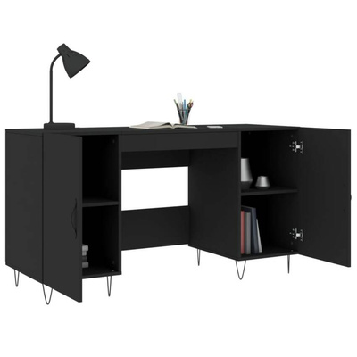vidaXL Biurko, czarne, 140x50x75 cm, materiał drewnopochodny
