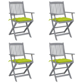 vidaXL Składane krzesła ogrodowe, 4 szt., poduszki, drewno akacjowe