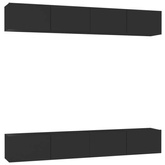vidaXL Szafki telewizyjne, 4 szt., czarne, 100x30x30 cm, płyta wiórowa
