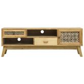 vidaXL Szafka pod TV, rzeźbiona, brązowa, 120 x 30 x 42 cm, drewno