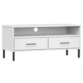 vidaXL Szafka pod TV OSLO, metalowe nóżki, biała, sosnowa model standard