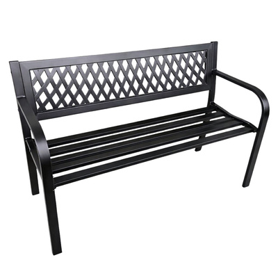 Ławka Ogrodowa Parkowa Taras Ogród Metalowa Oparcie Czarna 120 cm