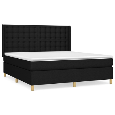 vidaXL Łóżko kontynentalne z materacem, czarne, tkanina 160x200 cm model standard