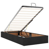 Łóżko z pojemnikiem i materacem LED Czarny 90 x 190 cm tkanina