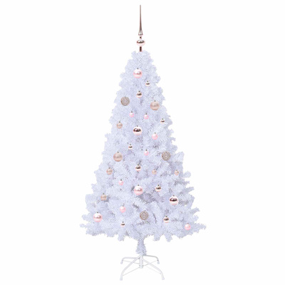 Sztuczna choinka z 150 diodami LED Biały 150 cm PVC i stal