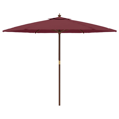 Parasol ogrodowy na drewnianym słupku, bordowy, 299x240 cm