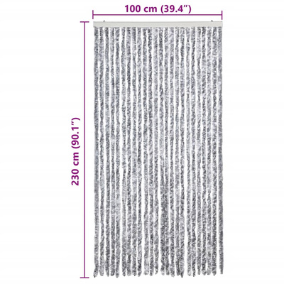 Zasłona przeciwko owadom, biało-szara, 100x230 cm, szenil