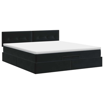 Łóżko ottoman z materacem Czarny 140 x 190 cm Welur