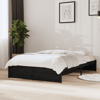 Rama łóżka, czarna, lite drewno, 120x190 cm, podwójna vidaXL