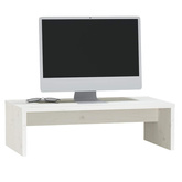 Podstawka na monitor, biała, 50x27x15 cm, lite drewno sosnowe