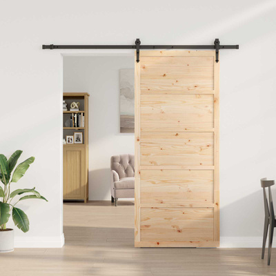 Drzwi przesuwne 90 x 208 cm Lite drewno sosnowe naturalny