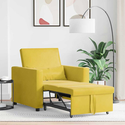 Rozkładana sofa jednoosobowa Żółty Aksamit