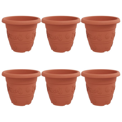 Okrągła doniczka na kwiaty 6 pcs Czerwony ceglasty ? 39 x 32 cm