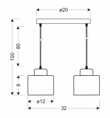 Lampa wisząca czarna/chrom talerz 2xE27 Wama 32-00477